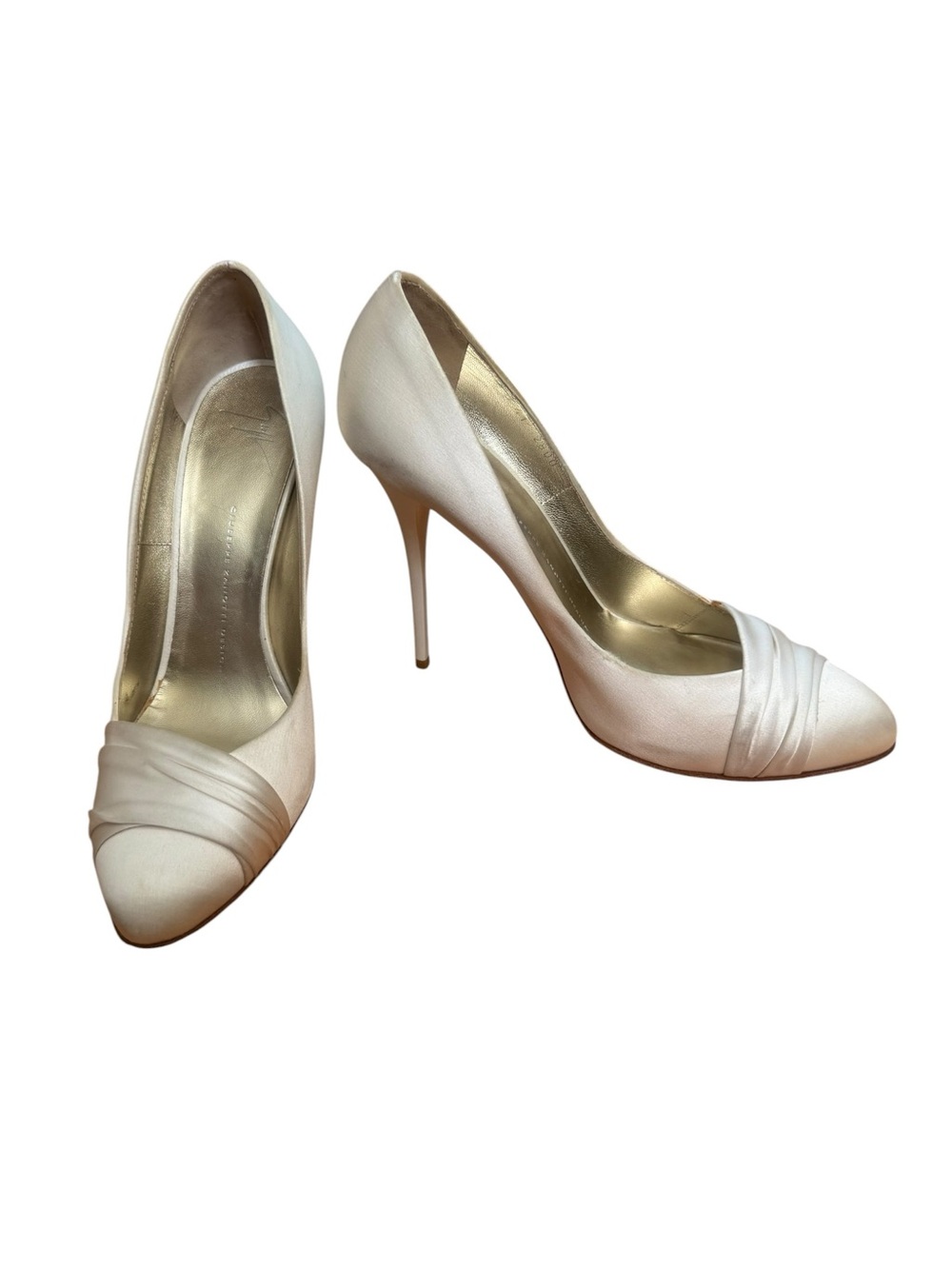 Giuseppe Zanotti Zadina Ivory Cream Satin Heels Designer Pumps Wedding 41